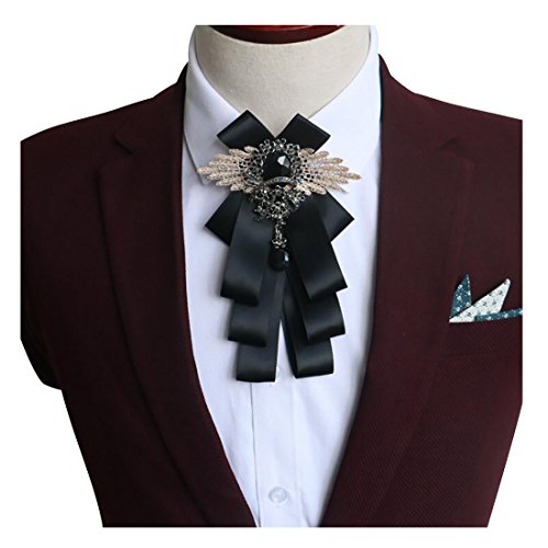 YanLen Groomsman Bridegroom Mens Bow Tie Fashion Bow Tie For Wedding Party (Black)