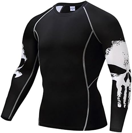 CandiyeMen Candiye Mens Digital Print Stretch Skull Dry-Fit Sports Running T Shirt Pattern18 M