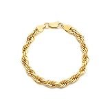 Lifetime Jewelry Rope Bracelet 7MM Diamond Cut 24K Gold Plated Fashion Jewelry 7 to 9 Inches