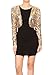 Anna-Kaci Womens Shiny Sequin Long Sleeve Glitter Cropped Blazer Bolero Shrug, Gold, Small