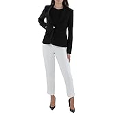 Calvin Klein Womens Pocket One-Button Blazer Black 10