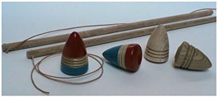 Liebe Handarbeit 505 Humming Top Whipping Top Nature Whip with Leather Cord Wood