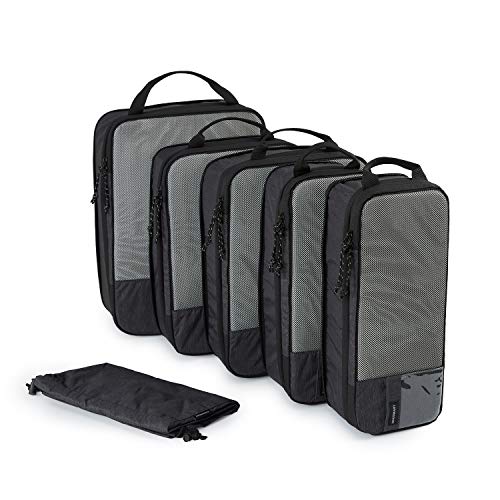 BAGSMART Clothes Bags Set of 6 Packing Bags Compression Packing Cube Set with Laundry Bag for Backpack, Travel Organiser, Suitcase Organiser for Travel