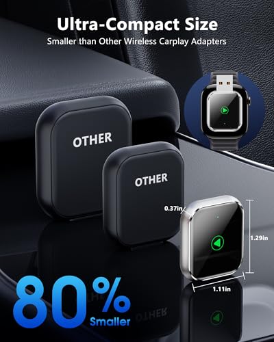 TKHIN Wireless CarPlay for Apple iPhone - Easy Plug Play CarPlay Dongle Convert Factory Wired CarPlay to Wireless Connection, Car Stereos Amplifiers