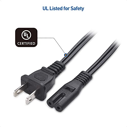 Cable Matters 2 Pack 2 Prong TV Power Cord 6 ft, UL Listed AC Power