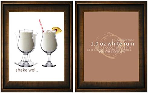 Positively Home PinaC_Bronze1 Double Pina Colada Cocktail 2Piece Framed Graphic Art Set, 11" X 14", Bronze,11" X 14"