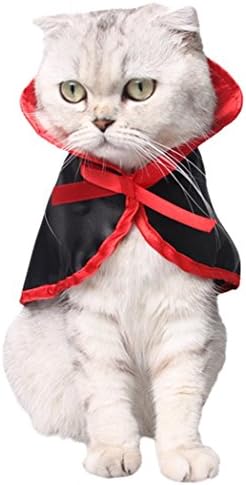 Neychen Pet Dog Cat Cloak,Halloween Christmas Party Cosplay Costumes in Vampire Cape Design,Black Red