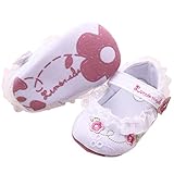 DZT1968® Baby Girl Soft Sole White Floral Floor Socks Shoes Boots Prewalker (0-18 Months)