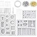 TOODOO Resin Casting Molds and Tools Set, Include Assorted Styles Silicone Molds, Stirrers, Droppers, Spoons, Hand Twist Drill and Screw Eye Pins for Pendant Jewelry Making, 125 Pieces Totally