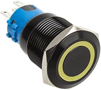 Lamptron Black Vandal-Resistant Switch, 22mm Face, Momentary Type, Ring Illuminated, UV