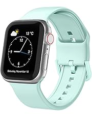 Adepoy Compatible with Apple Watch Bands 44mm 42mm 40mm 38mm, Soft Silicone Sport Wristbands Replacement Strap with Classic Clasp for Apple iWatch Series SE 6 5 4 3 2 1 for Women Men