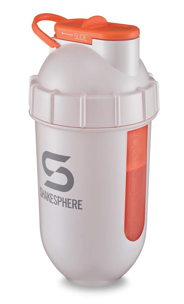 ShakeSphere Tumbler View: Protein Shaker Bottle with Side Window, 24oz β Capsule Shape Mixing β Easy Clean Up β No Blending Ball Needed β BPA Free β Mix & Drink Shakes, Smoothies, More (Pearl White)