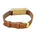 Bracelet for Fitness Trackers - The KATE Single-Strap Brushed Metal and Premium Vegan Leather Buckle Activity Tracker Bracelet - Alternative to Tory Burch (Tan and Gold, S/M)