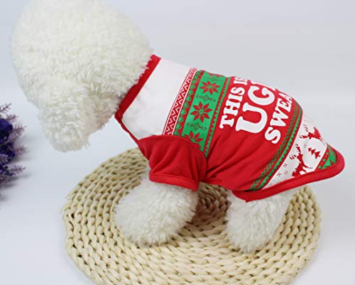 Alroman Dogs Christmas Shirts Red Puppy Santa Claus Costumes Pet Christmas Reindeer Clothes Doggy Green Clothing Winter Snowflakes Apparel Doggie Cold Weather Coats Small Cats Xmas Clothes