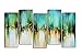 ARTLAND Hand Painted Framed Wall Art 'Blue Skies' 5-Piece Gallery-Wrapped Abstract Oil Painting on Canvas for Living Room 28x50-inch