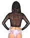 iHeartRaves Black Sheer Mesh Hoodie Crop Top Shirt (Small)