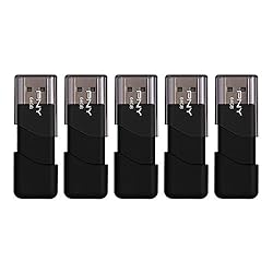 PNY 64GB Attaché 3 USB 2.0 Flash Drive 5-Pack, BLACK