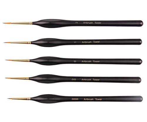 Micro Detail Paint Brush Set - Triangular Wooden Handle, 5 Size Miniature Paint Brush for Artists, Modellers, Enamel, Warhammer 40k