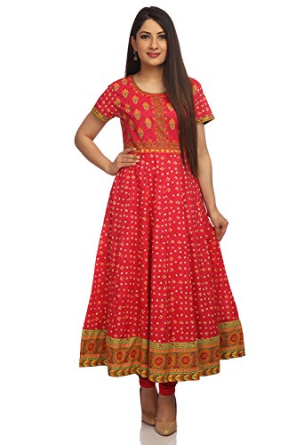 Biba women s anarkali cotton kurta 42 pink