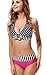 Lovewhitewolf Girl's 2pcs Set Polka Dots Padded Bra Swimwear Top Red Line Bikini, Large, BlackBlackLarge