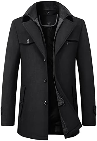 Men's Casual Trench Coat Slim Fit Notched Collar Long Jacket