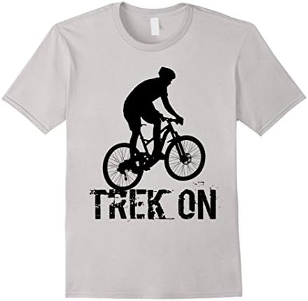 Mens Trek On T-Shirt for Bicycle Enthusiast Large Silver