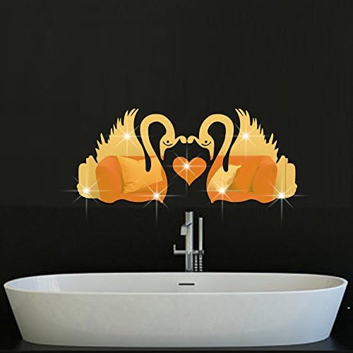 JIA&amp;YOU TV background marriage room new decoration stickers 3D Crystal Swan mirror wall stickers DIY wall stickers room decorations , Silver