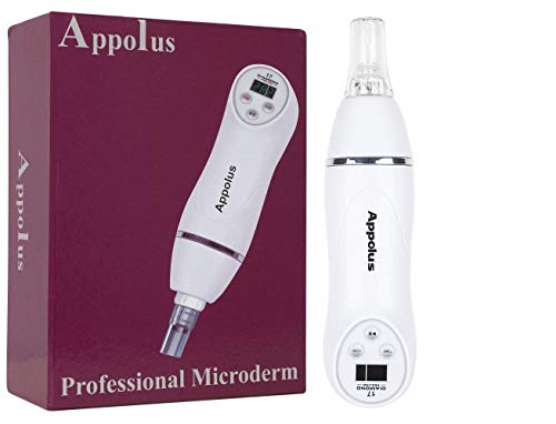 Microdermabrasion Machine - Appolus Premium Diamond Microdermabrasion Kit For Flawless Lifted Skin-3 Different Size Diamond Tips-8 Heads-Blackhead Blemishes Remover-Pore Lines Wrinkles Sagging