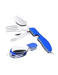Walsilk 4 in 1 Camping Utensil Travel Mess Cutlery