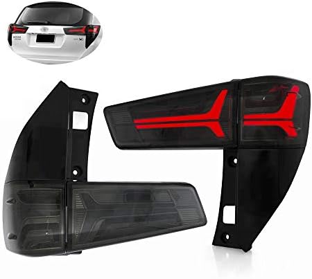 LED Tail Lights Assembly for Toyota Innova 2016-2017 Black Housing Rear Lamp Brake Reverse Light Rear Back Up Lamp Replacement Accessories,SMOKEDLENS
