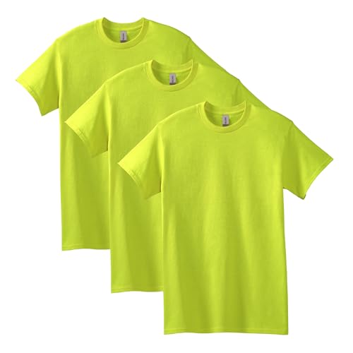 Gildan Mens Heavy Cotton T-Shirt, Style G5000, Multipack T Shirt, Safety Green…