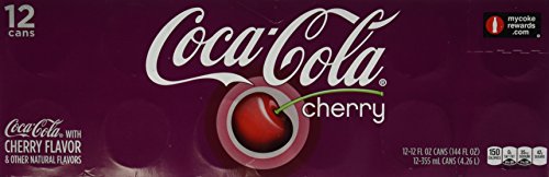 12 Pack 12 Ounce Cans of Cherry Coca Cola, Fridge Pack