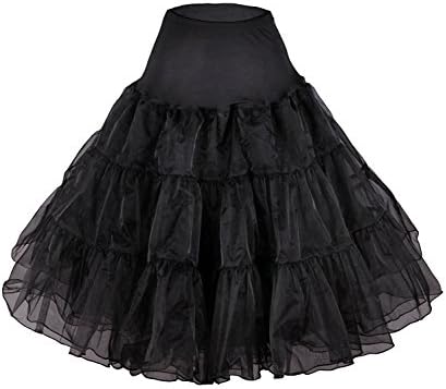 Xqmdress Women's 52s Rockabilly Tutu Skirt Short Petticoat Black L