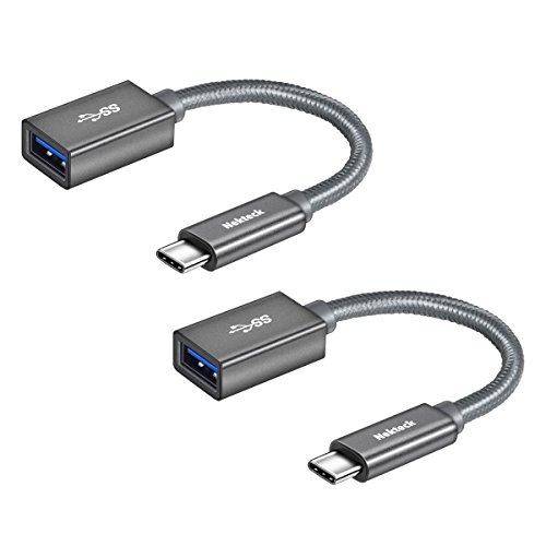 Nekteck USB-IF Certified(2-Pack) USB C to USB 3.0 Aluminum Adapter Thunderbolt 3 to USB A Female Cable Connector Support OTG Function, Compatible with 2018 MacBook Air/Pro, Galaxy Note 9 S9/ Gray