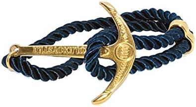 Proton Jewelers Anchor Bracelet Navy Blue and Gold Tone