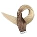 Full Shine Glue In Hair Extensions 18 Inch Tape In Ombre Hair Extensions Hair Color 6B Fading To 613 Yellow Blonde Tape In Real Hair Extensions Invisible Tape In Hair 50 Grams 20 Pcs