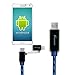 Foxnovo 2.6ft Blue Flowing EL Light 2-in-1 Lightning & Micro USB Sync Data Cable Charging Cord for Smartphones & Tablets - Black