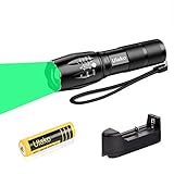 Ulako 200 Yards Green Light Coyote Hog Pig Varmint Predator Tactical Flashlight Single 1 Mode Torch for Camping Hunting