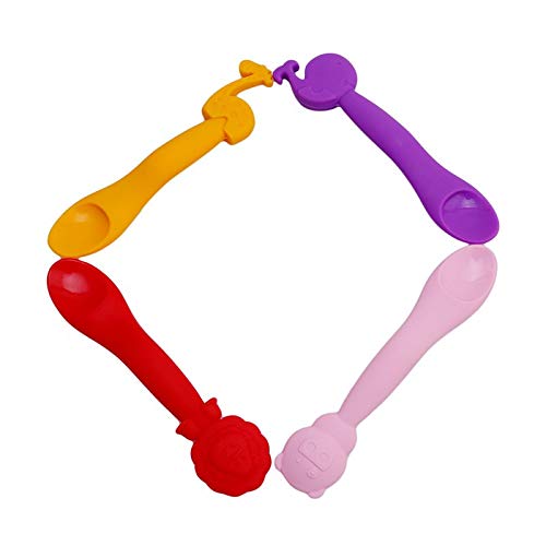 Baby K Spoon - Baby Soft Silicone Feeding Spoon Table 4 Colors Cute Animal Infant Kids Weaning Tableware Utensils - Bottle Cute Ladel Dropper Spoon Silicone Dosage Dispenser Dinner Table