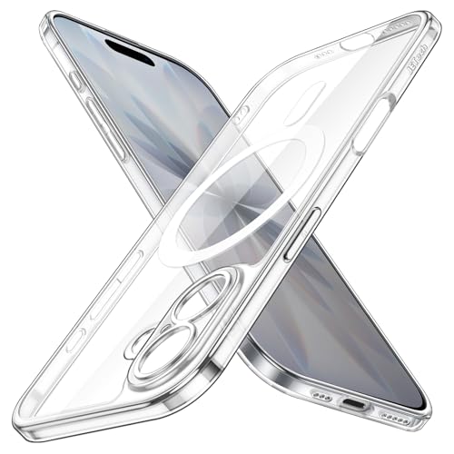JETech Slim Magnetic Cover for iPhone 17 6.3 Inches Compatible with MagSafe, Full Protection for Camera Lens, Ultra Thin Lightweight Transparent Case (Transparent)