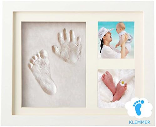 Baby Handprint And Footprint Kit by Klemmer, SAFE AND EASY TO USE! NON TOXIC CLAY! Perfect for Baby Shower, Newborn Baby Boy and Baby Girl, Keepsake Box And Photo Frame
