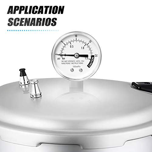MEANLIN MEASURE Stainless Steel Pressure Cooker Gauge,020Psi 2" DIAL