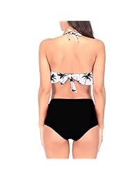 ZHUIYUN traje de baño de dos piezas con cuello halter y cintura alta, estilo bohemio retro, para dama (FBA)