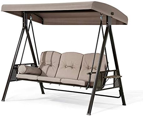 Amazon.com: Columpio de porche de 3 asientos con estructura de acero