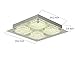 Ceiling Light Modern Flush Mount Ceiling Lamp Dimmable LED Kitchen Lighting Fixture Square Lamp K9 Crystal Grid Shape Top Grade LED Light for Sitting Room Bedroom Dining Room Foyer W14.2H2.8''
