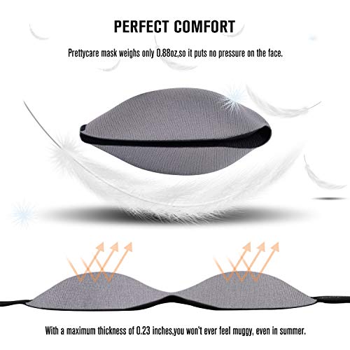 PrettyCare 3D Sleep Mask (Black and Grey with 2 Pack) Eye Mask for Sleeping - Contoured Night Blindfold for Airplane with EarPlugs & Yoga Silk Eye Bags for Travel, Best for Men Women