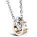 INBLUE 2-Pieces Stainless Steel Silver Black / Silver Gold Two Tone Ring Pendant Necklace, 20 & 23-Inch Chain