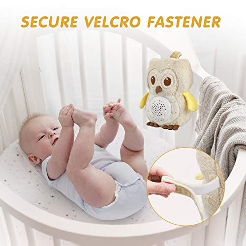 BEREST Baby Sleep Soother Owl, Lullabies & Shusher White Noise Machine Sound Soother, Nursery Decor Night Light Projector, Toddler Crib Sleep Aid, Baby Shower Gifts Portable Owl Plush Toy