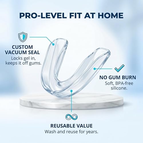 Auqewl Moldable Teeth Whitening Trays, 5 Piece Trimmable Food Grade Silicone Teeth Whitening Moulds, BPA Free Reusable Dental Trays with Storage Case for Home Use