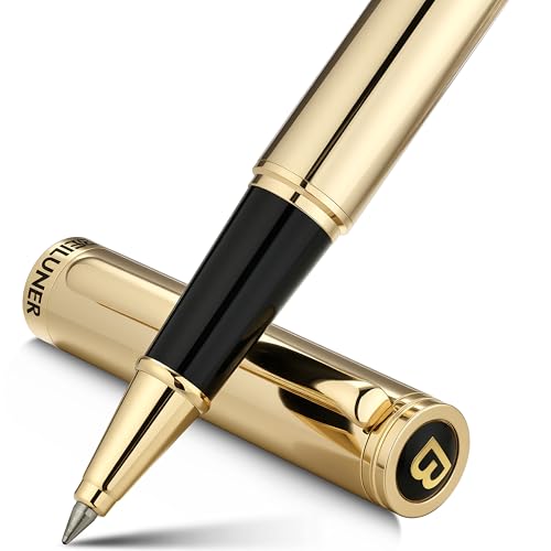 BEILUNER Luxury Roller Pen, 24K Gold Details, Noble and Elegant Designs, Schneider Refill, Best Gift Set for Men and Women, Professional, Executive Office - Gold
